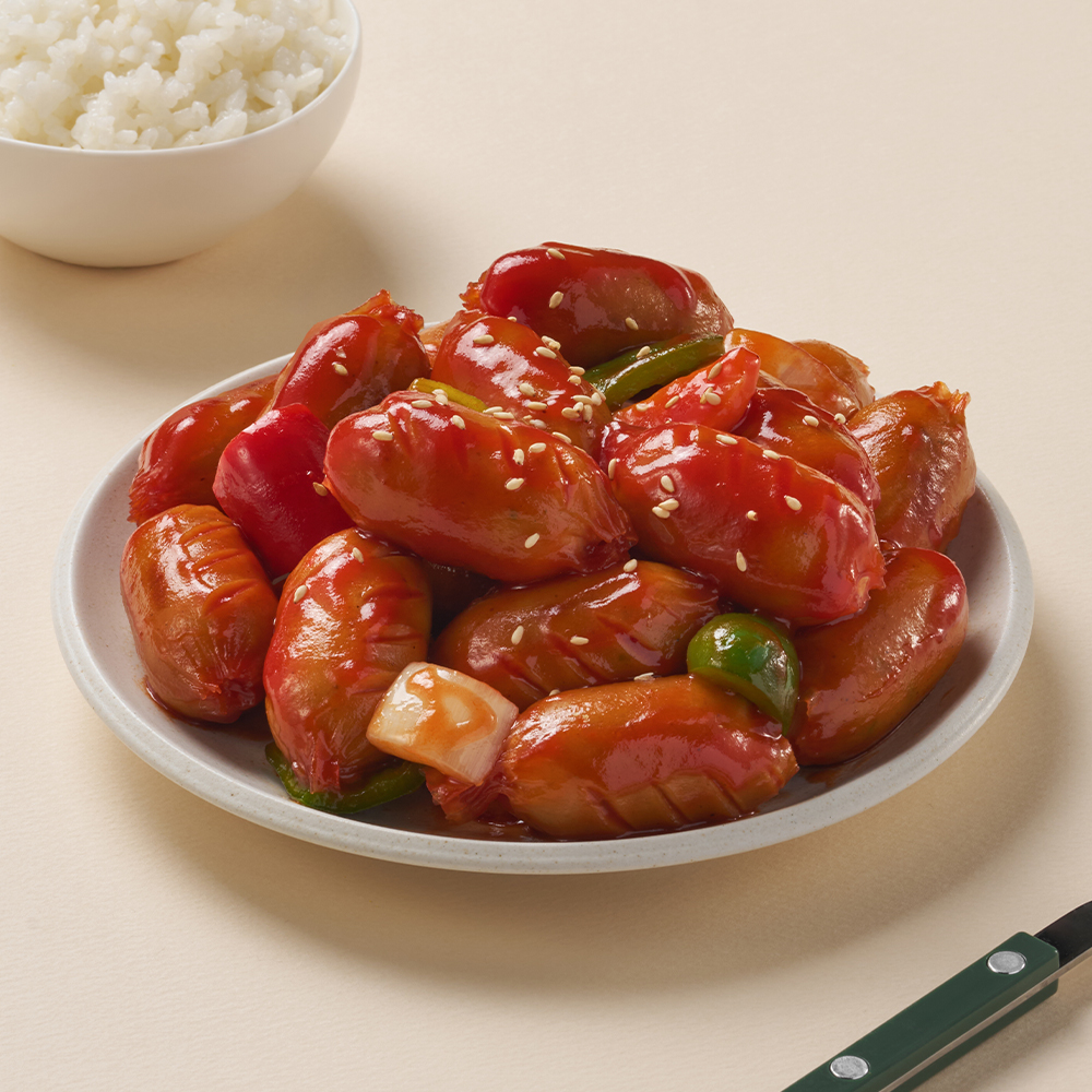 한끼통살 리얼뽀득 닭가슴살 비엔나 450g 5봉 닭 소세지 대용량 단백질 칼집 이미지 2