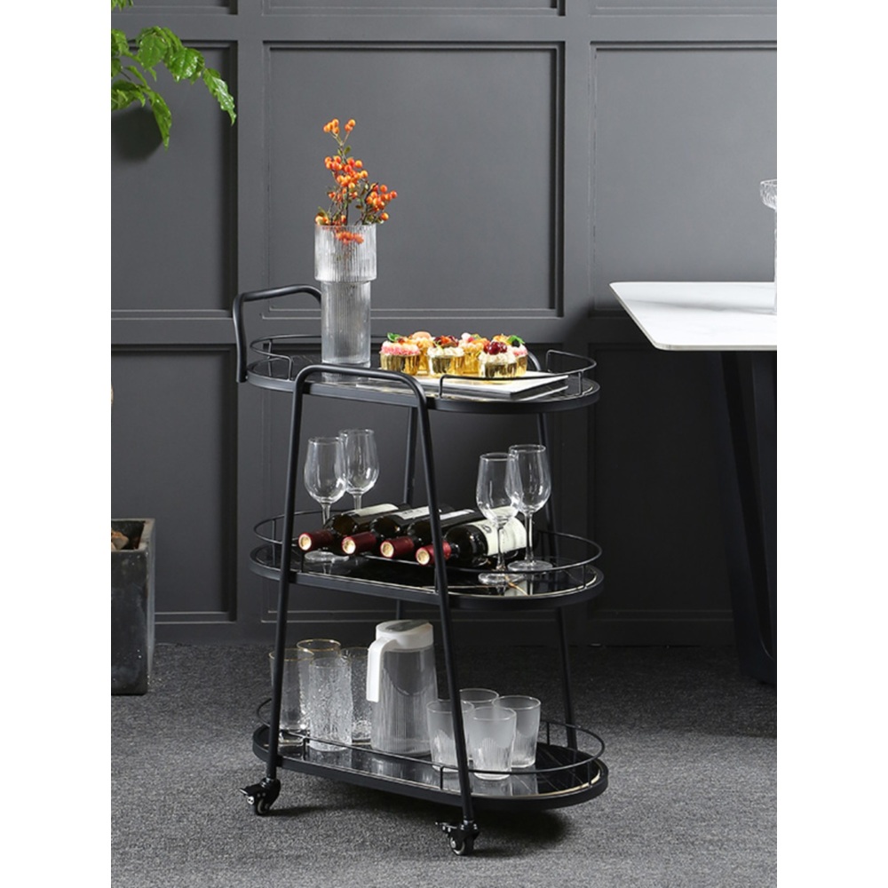 호텔 유럽식 카트 금색 식당 밀차 웨건 룸서비스 와인 이동식 다이닝 - 상세 이미지 3
