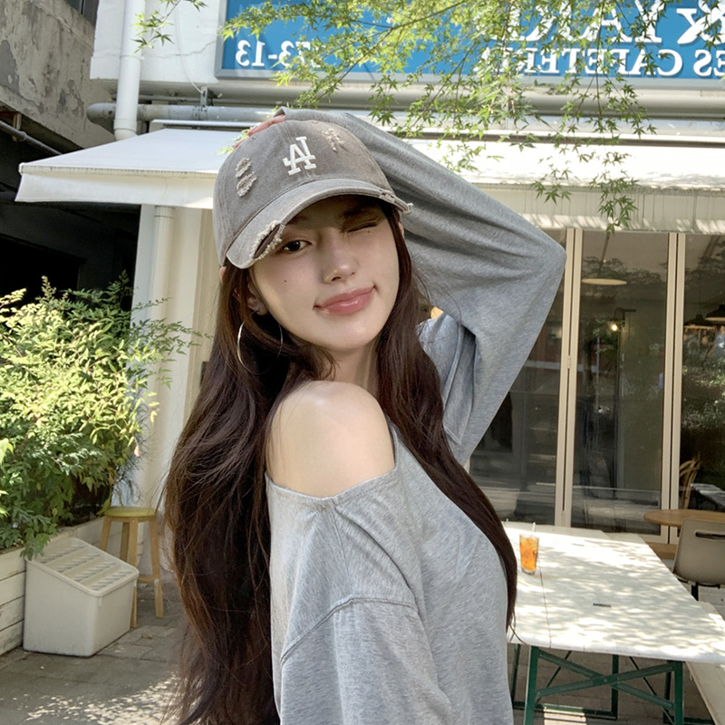 원숄더 반오프 맨투맨 데일리룩 긴팔 티셔츠 ts4701 - 상세 이미지 3