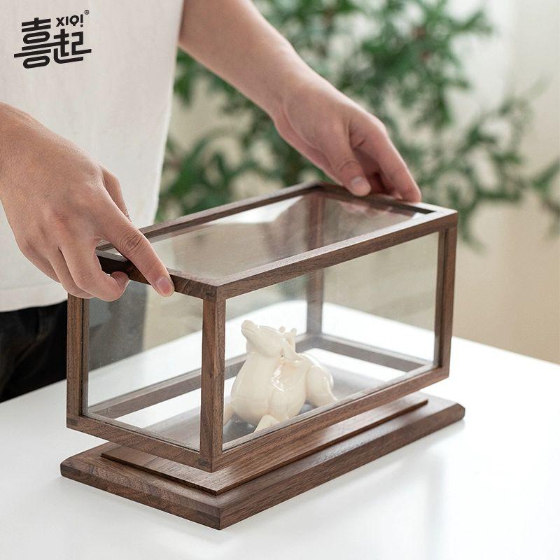 우드 쇼케이스 빈티지 베이커리 수납장 엔틱 빵집 단실 북유럽풍 진열장 호두나무 31.5x15.5x15.5cm - 상세 이미지 4