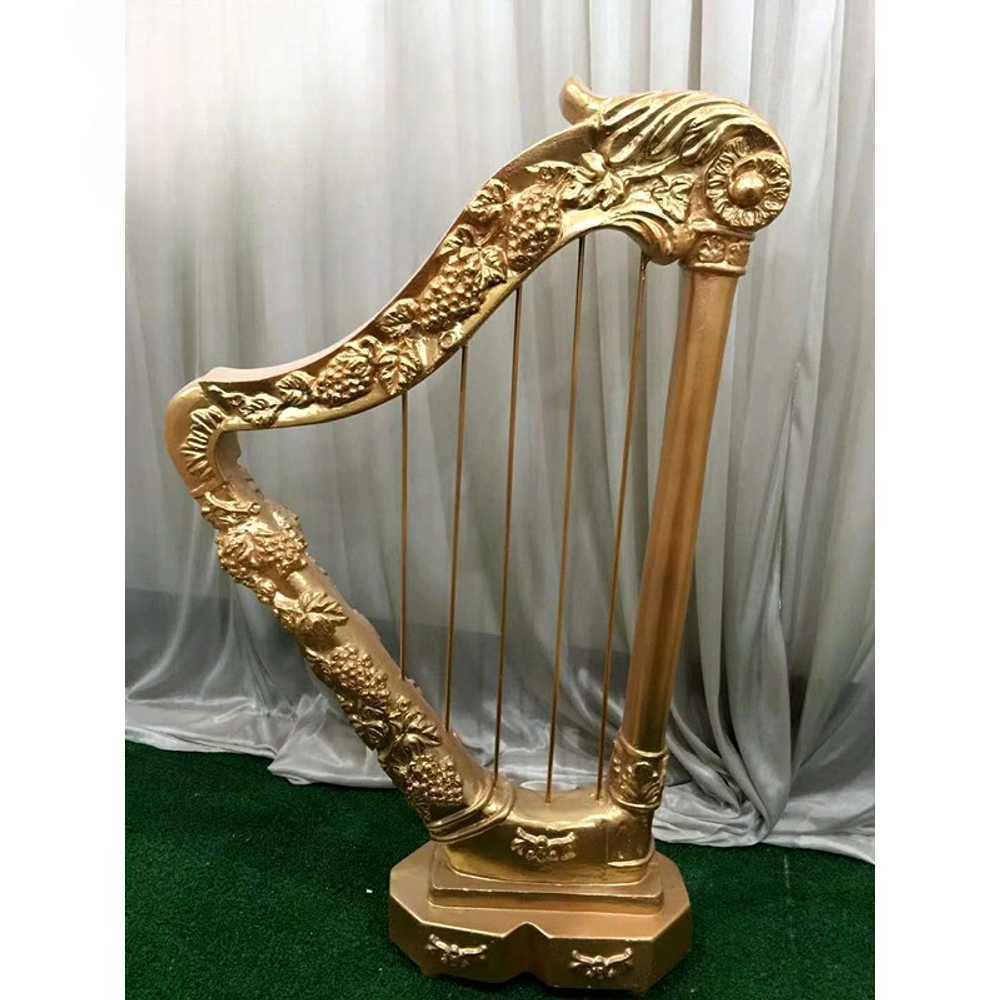 하프 모형 웨딩 소품 촬영 장식품 악기 도구 스튜디오 A형 골드 (73x46cm) - 상품 이미지