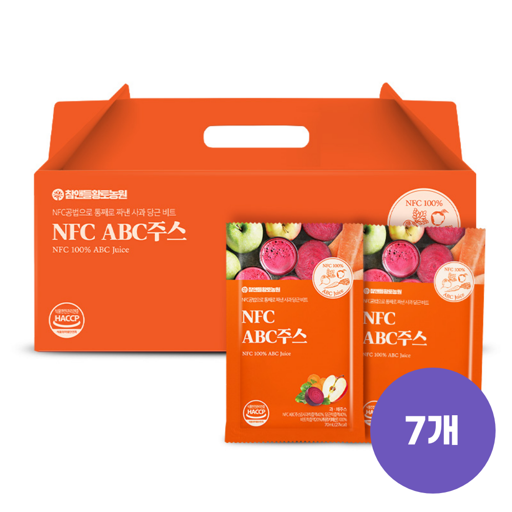 참앤들황토농원 착즙 ABC주스 사과 당근 비트, 70ml, 210개 - 메인 이미지