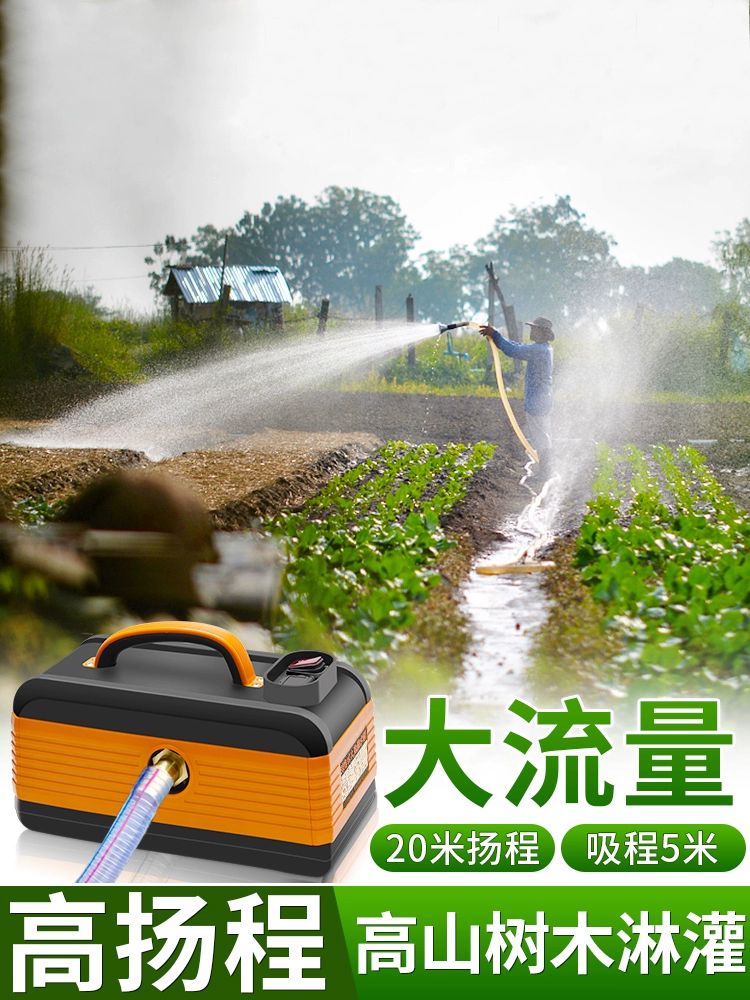 무선 충전식 워터펌프 양수기 과수원 급수 농업용 300W12AH 물주기 기계+5m - 상세 이미지 2