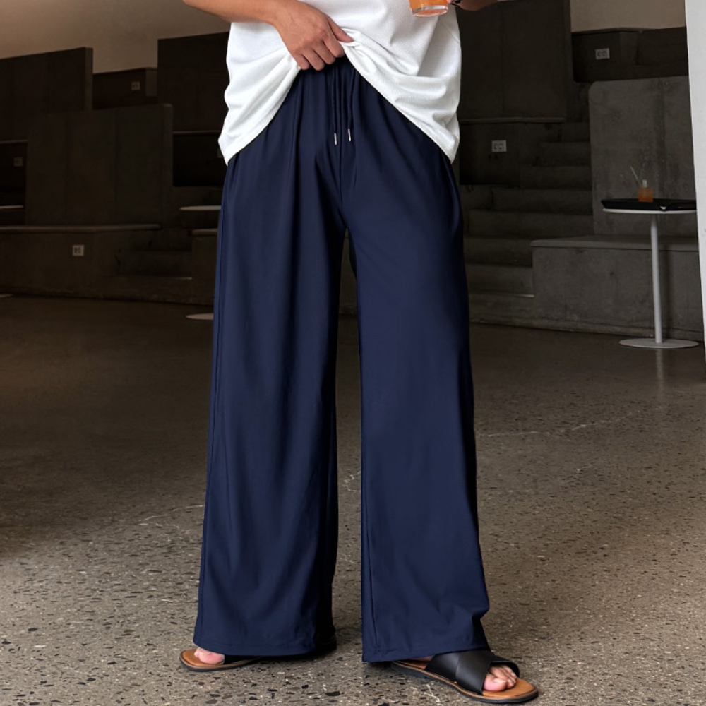 남자 게로 2단기장 여름 냉감원단 사이드 절개 스트링 벌룬 와이드 밴딩팬츠 - 상세 이미지 4