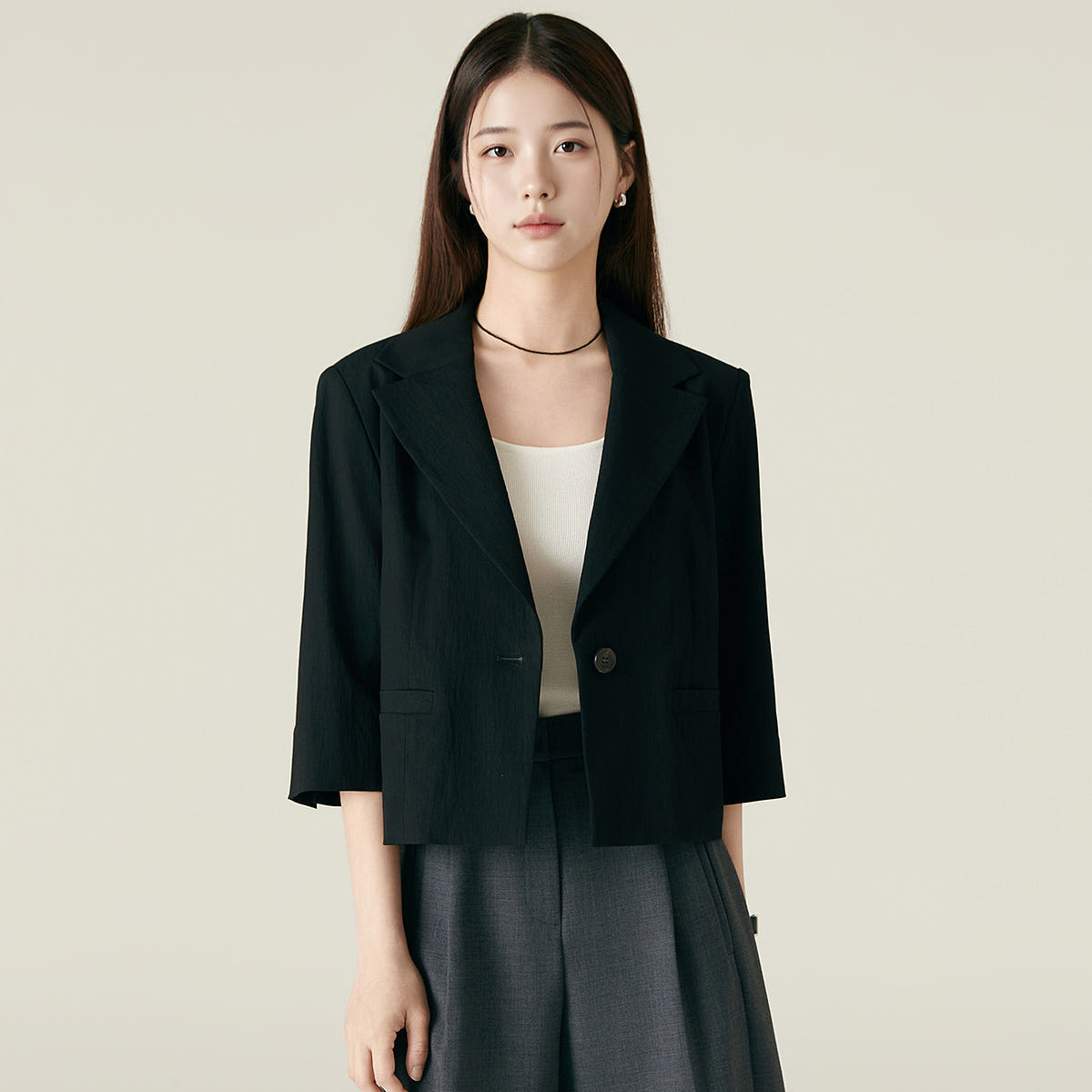 로엠 린넨라이크 7부 자켓 RMJKF38R11 - 메인 이미지