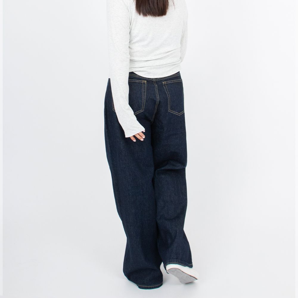 [~3XL]여자청바지 생지데님 빅사이즈 하이웨스트 핀턱청바지 와이드 데님팬츠 - 상세 이미지 2