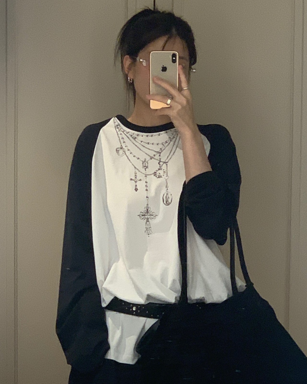 블링 네크리스 티 루즈핏 면 데일리 긴팔 이미지 6