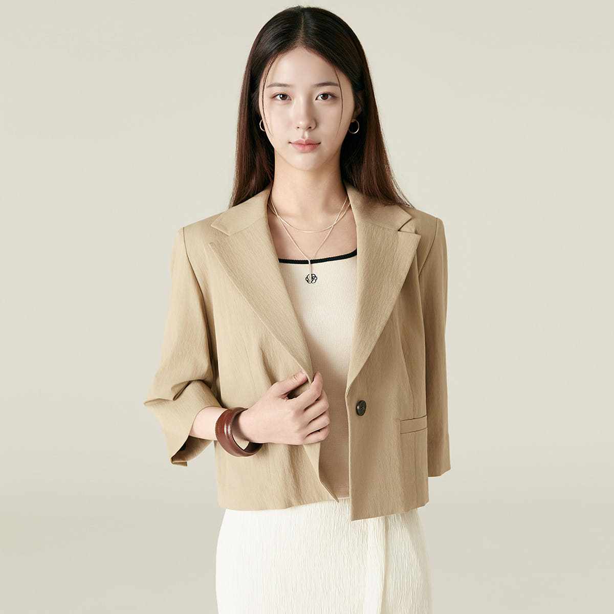 로엠 린넨라이크 7부 자켓 RMJKF38R11 - 상세 이미지 2