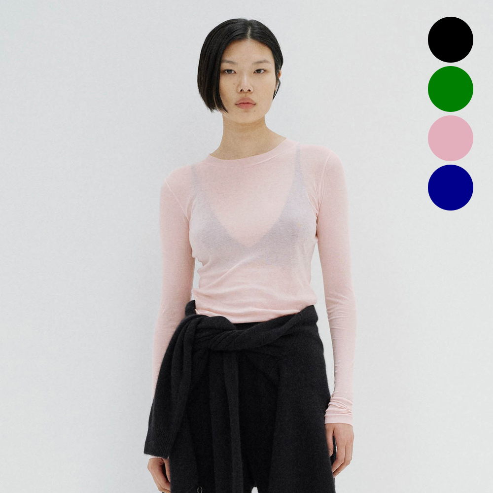 오라리 우먼즈 긴팔티 SUPER HIGH GAUGE SHEER RIB L/S TEE - 메인 이미지