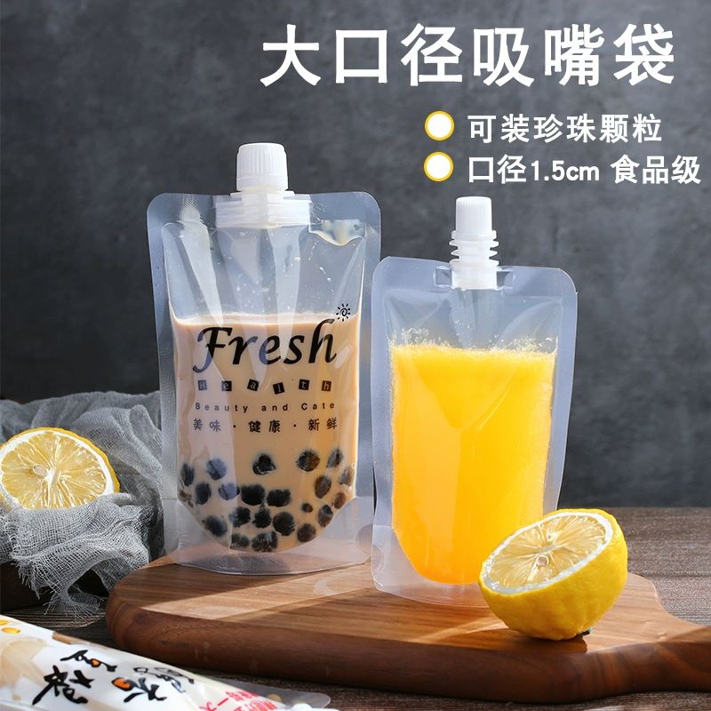 투명 비닐 파우치 비닐팩 휴대용 음료 스파우트 여행용 큰입투명형 500ml 10 깔때기포함 - 상세 이미지 2