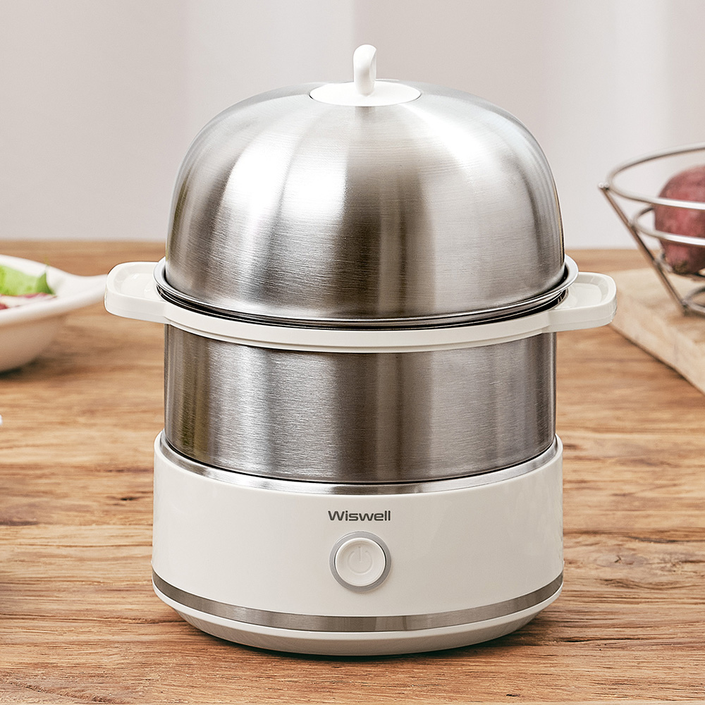 [네이버 단독] 위즈웰 올스텐 2단 계란찜기 미니 전기 달걀 삶기 기계 에그스팀