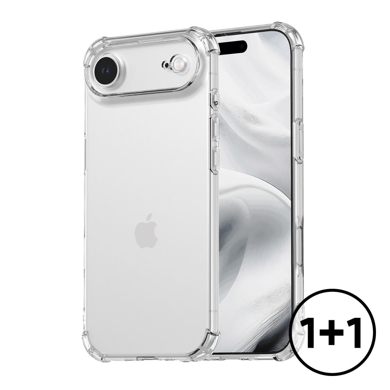 1+1 모란카노 카이트 에어쿠션 젤리 범퍼 케이스 투명, 아이폰17 에어