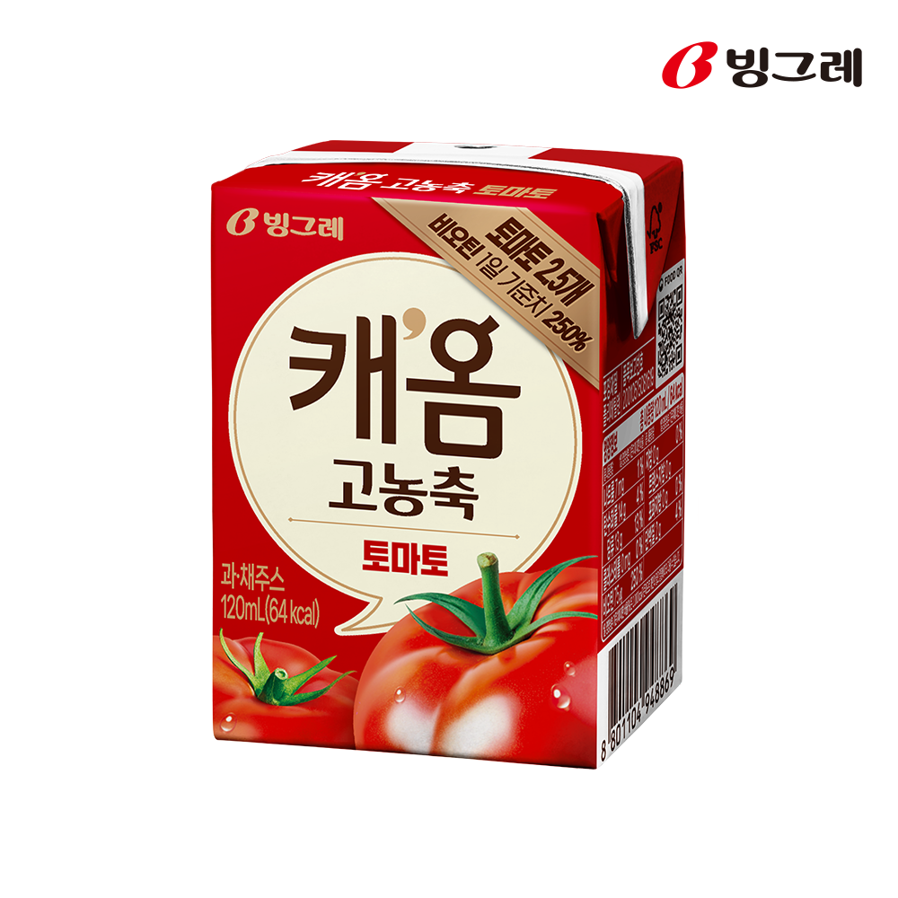 빙그레 캐옴 고농축 토마토 120ml, 48개 이미지 3
