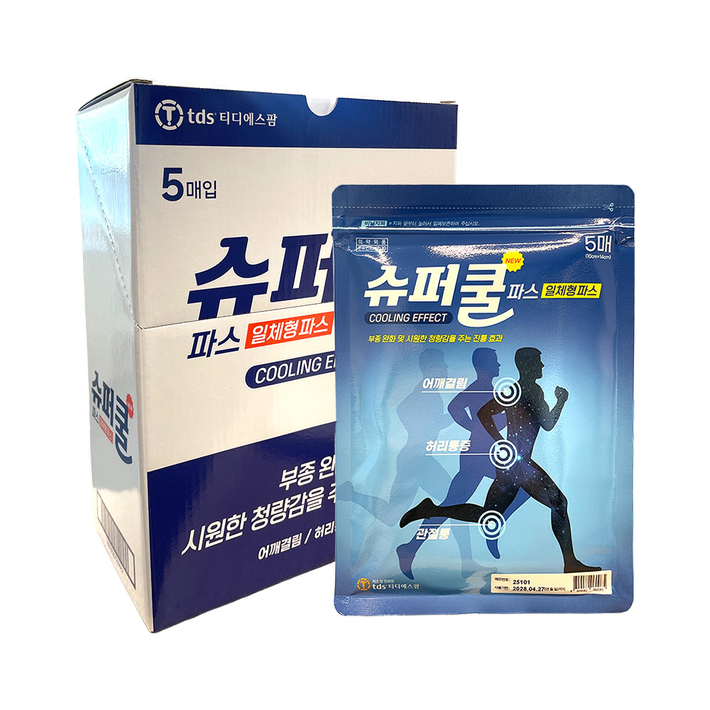 슈퍼 쿨파스 5매 X10개 붙이는파스 일체형파스 부종완화 청량감 어깨결림 허리통증 관절통 - 상품 이미지