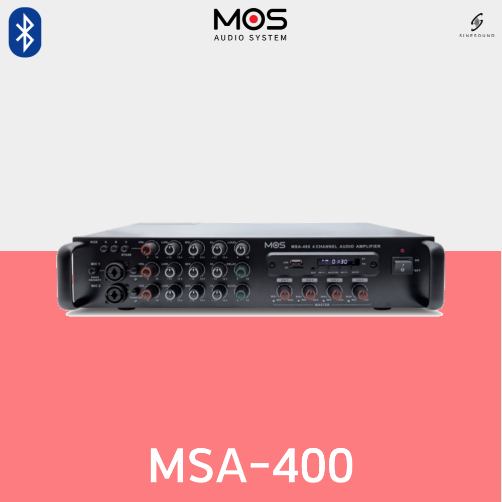 MOS MSA-400 포터블앰프 매장 강의실 식당 카페 USB SD AUX 120Wx4채널 - 상품 이미지