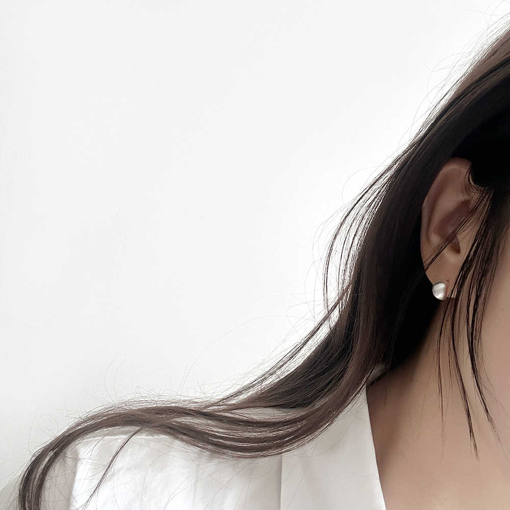 silver925 유광 무광 스지 볼륨 반달 링 귀걸이 실버925 - 상세 이미지 2