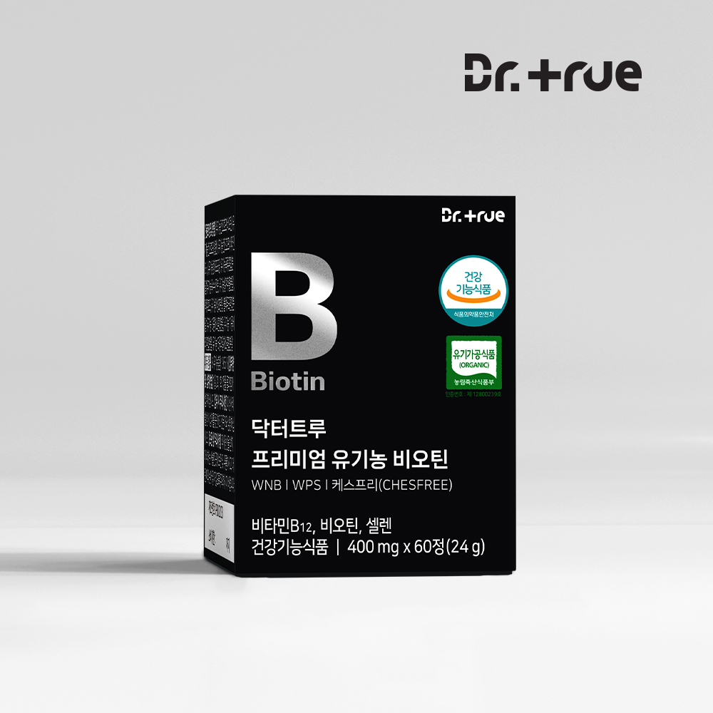 닥터트루 프리미엄 유기농 비오틴 영양제 BIOTIN 비타민B12 60정, 1개