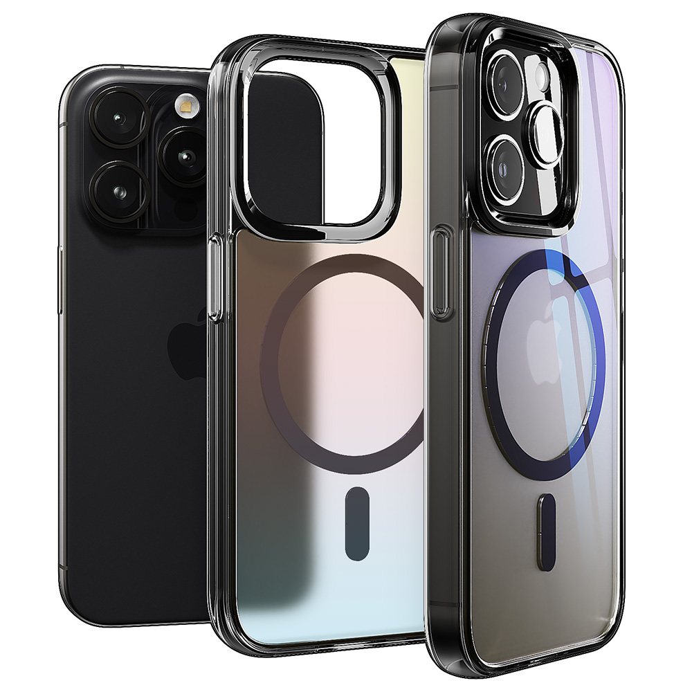 빅쏘 띠부띠부 컬러 범퍼 맥세이프 케이스 블랙, 아이폰15 프로