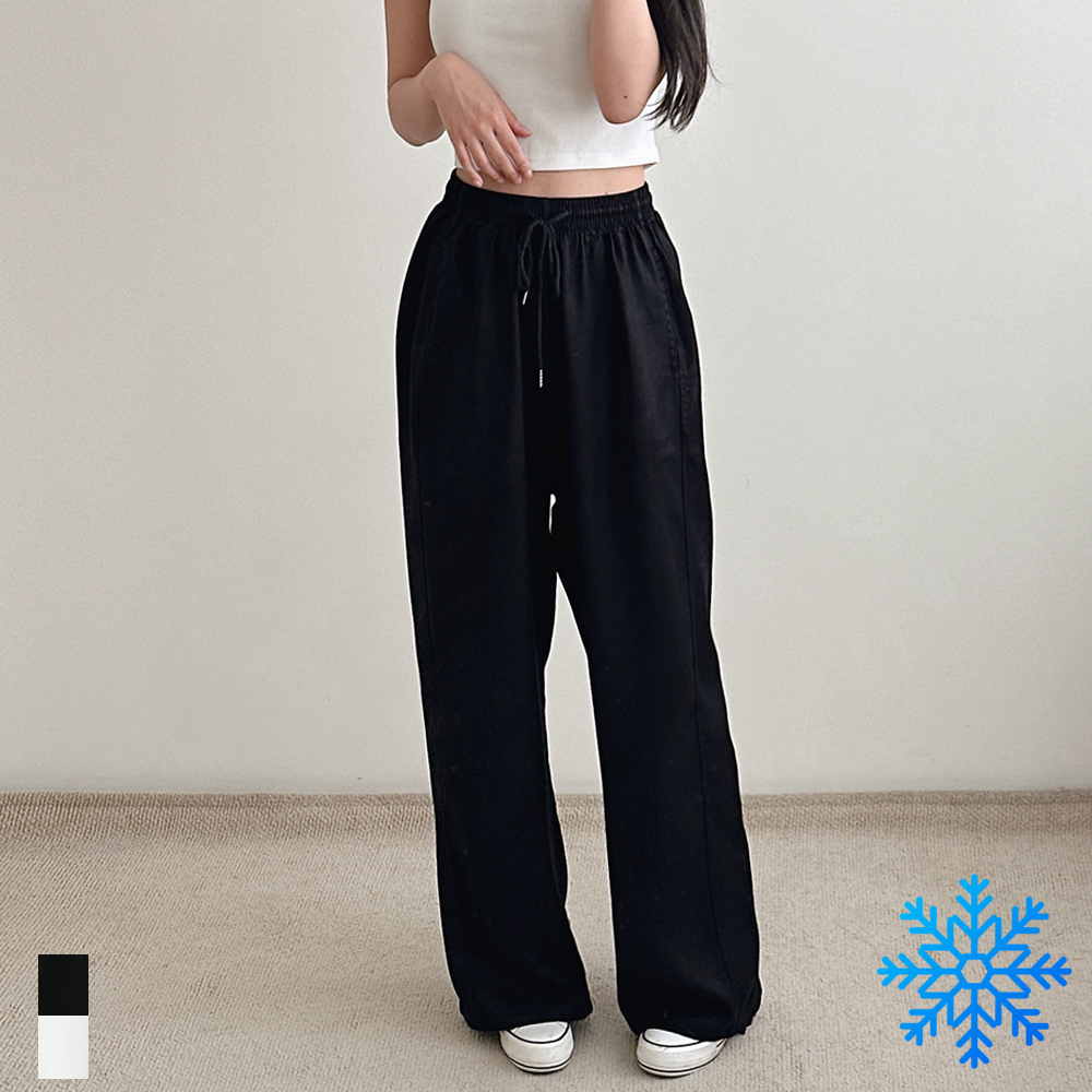 여성 와이드팬츠 밴딩 조거바지 여름 하이웨스트 쿨링 블랙 화이트 키작녀 키큰여자 빅사이즈