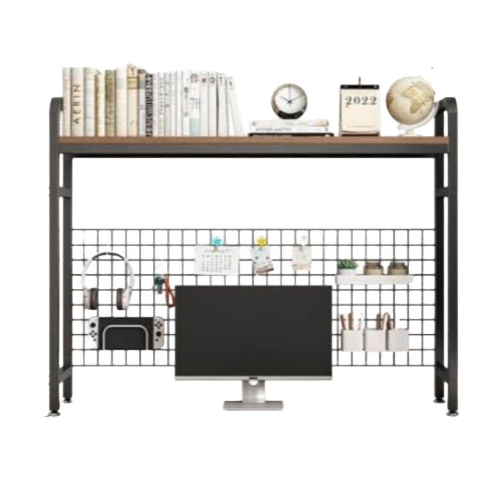 책상 정리 선반 데스크 구멍 보드 테이블 다층 철제 책장 책꽂이 블랙브라운 철망 55x20x98cm - 상세 이미지 3