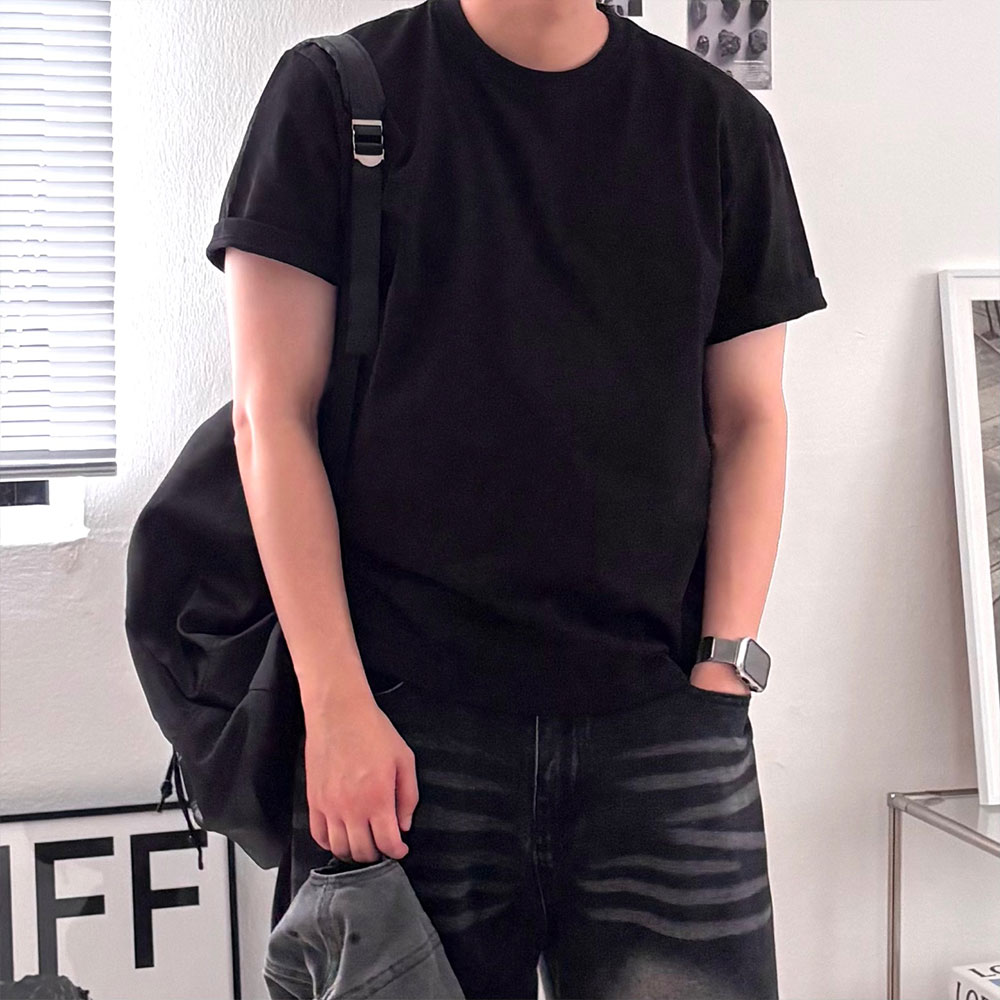 무지티 남자흰티 어깨넓어보이는반팔 남자기본티 이미지 7