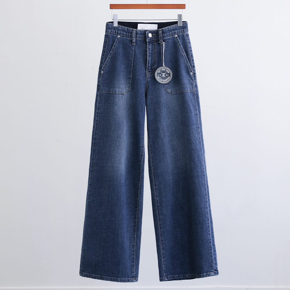 루퍼 프리미엄 링사 아웃포켓 일자 와이드 히든밴딩 데님 팬츠 - 상세 이미지 2