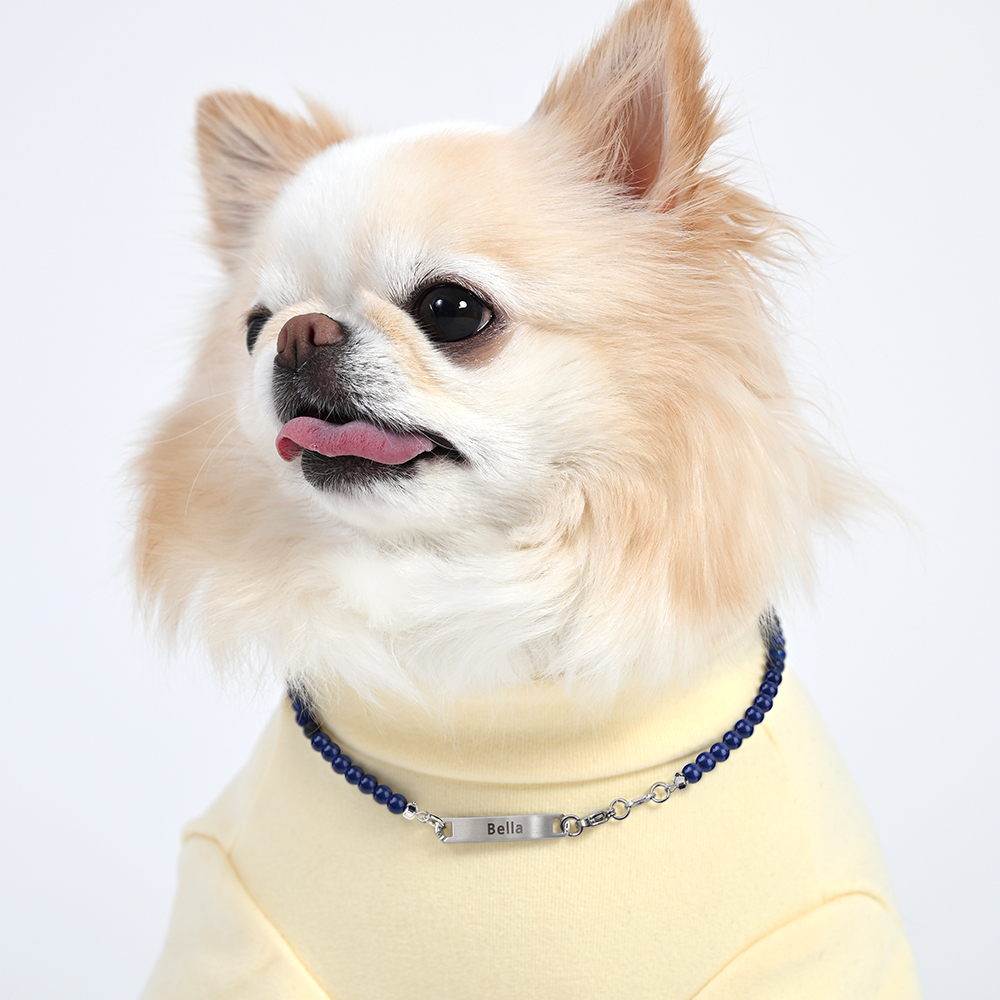 델릭서 강아지목걸이 천연석 원석 인식표 고양이 목걸이 써지컬 네임택 이름표 반려견 반려묘 - 상세 이미지 3