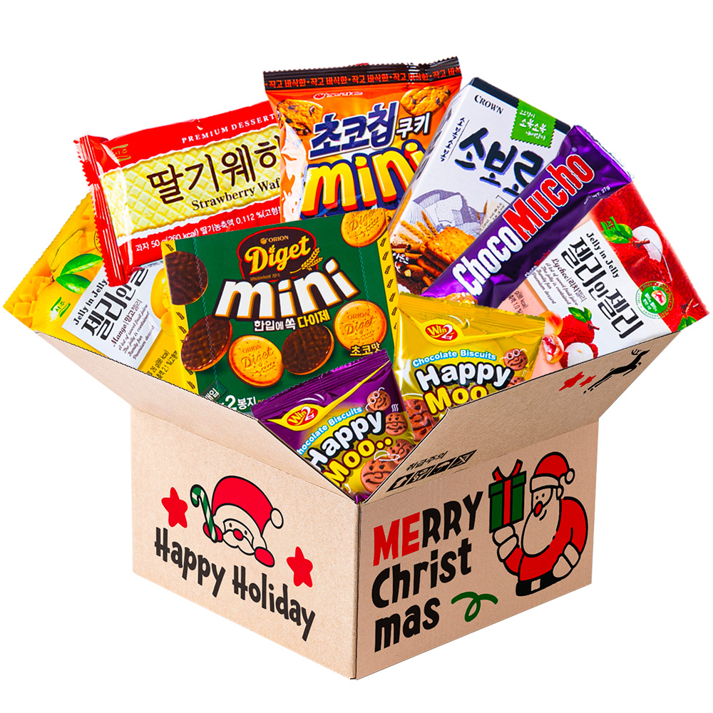 산타 크리스마스 카톤과자 선물박스 2호 탕비실 사무실 대용량과자 간식꾸러미 선물박스 - 메인 이미지