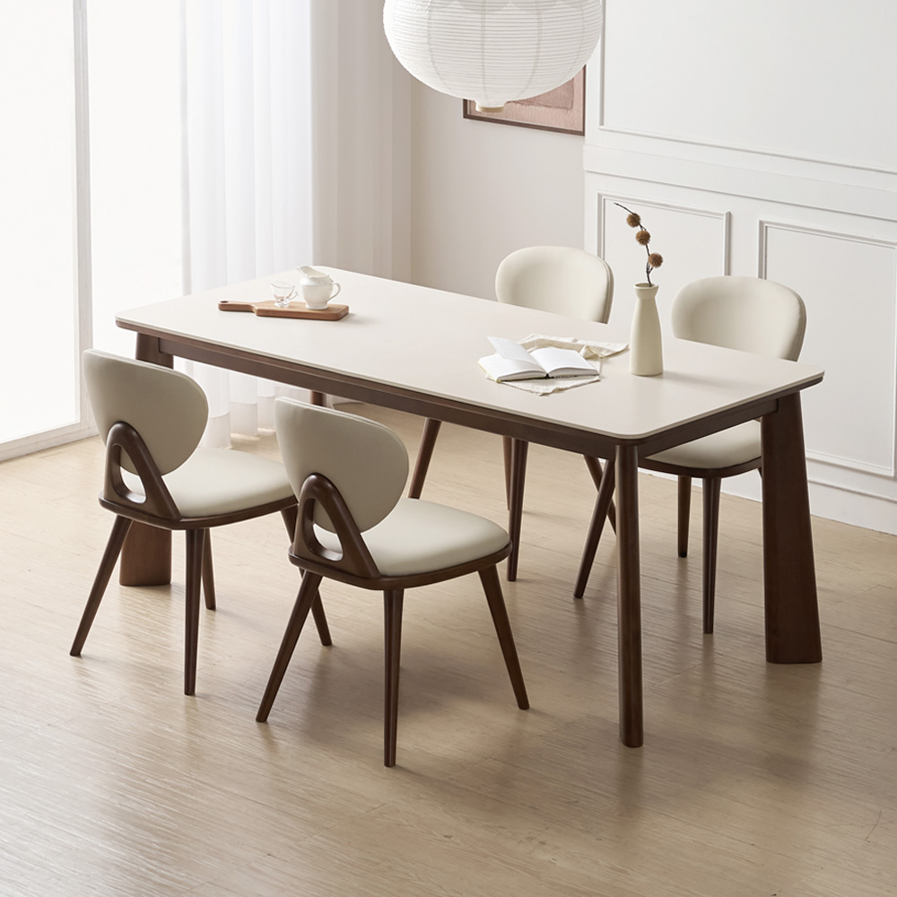 브로나 포세린 세라믹식탁 세트 원목 6인용 포쉐린 테이블 식탁+의자6, 1800mm, 월넛