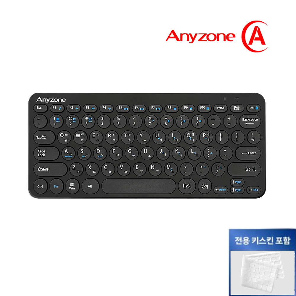 애니존 ANY-K4 무선 블루투스 미니키보드 C타입 OTG젠더 키스킨포함 블랙, 멤브레인