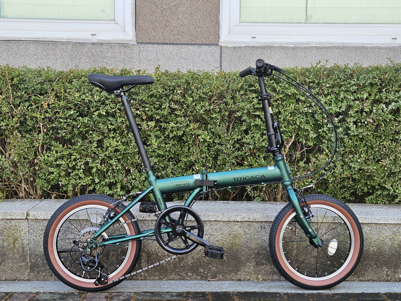 티티카카 미니 A7 - 7단 원터치기어,16인치보급형 접이식 미니벨로,미니A7 무광다크그린 반조립