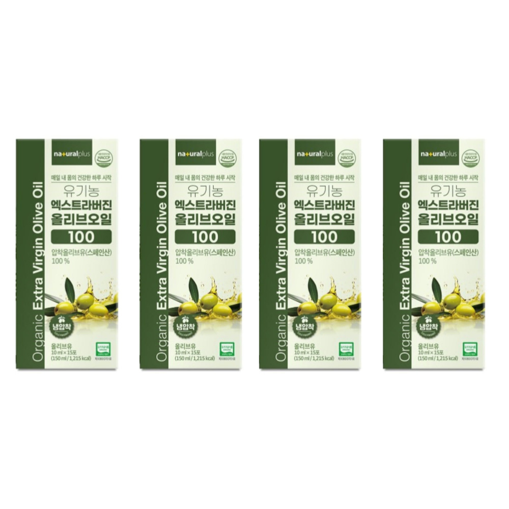 내츄럴플러스 유기농 엑스트라버진 올리브오일 공복 햇 올리브 스틱 15포 150ml, 4개 - 상품 이미지