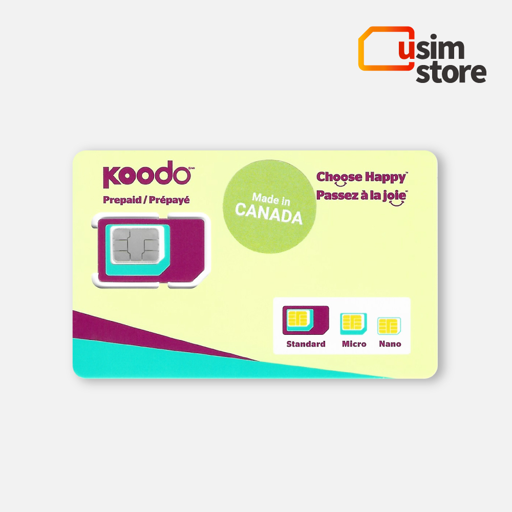캐나다유심 KOODO 30일 50GB 통화무제한 국제전화 토론토 밴쿠버 유심칩구매