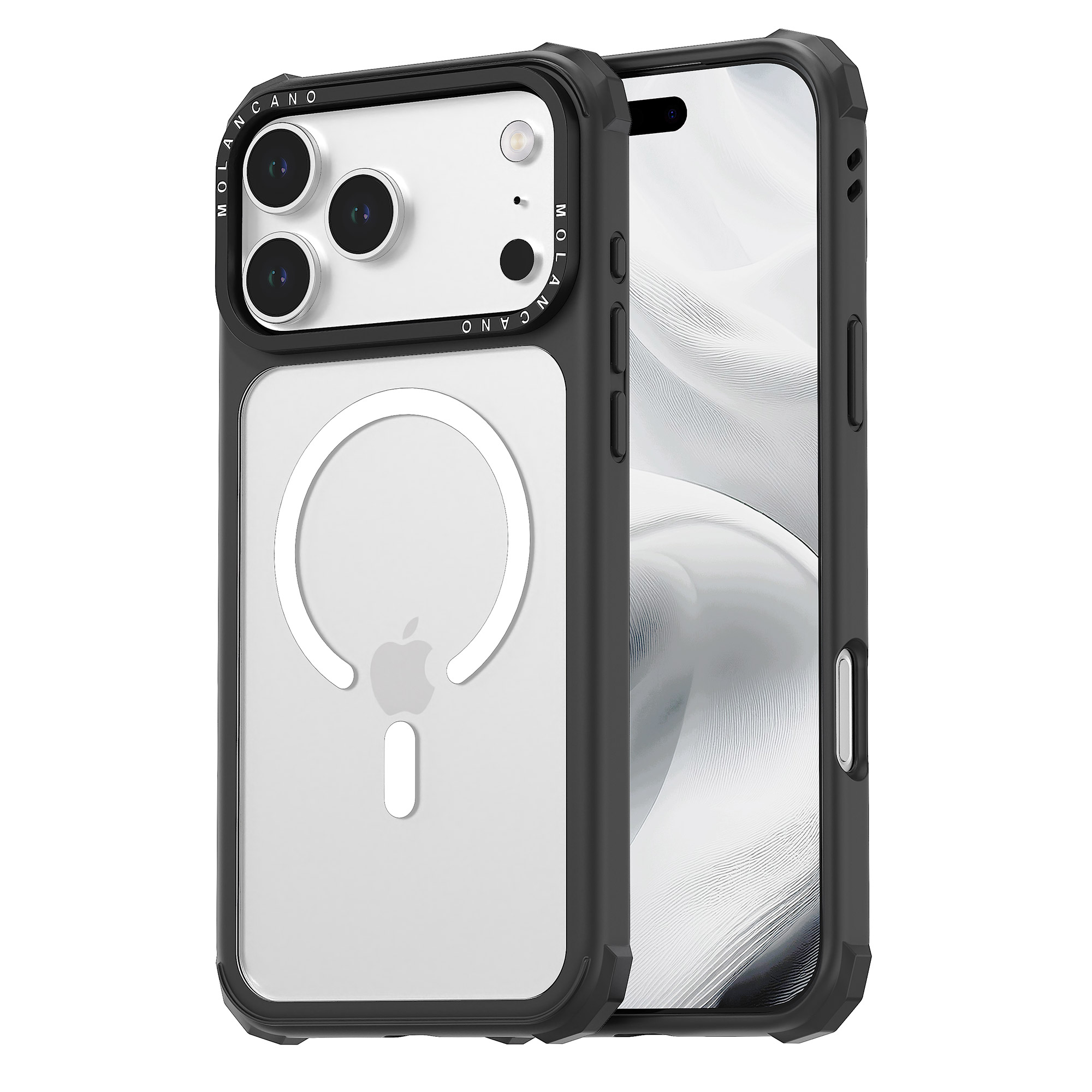 모란카노 임팩트 시그니처 맥세이프 에어쿠션 범퍼 케이스 투명, 아이폰17 프로