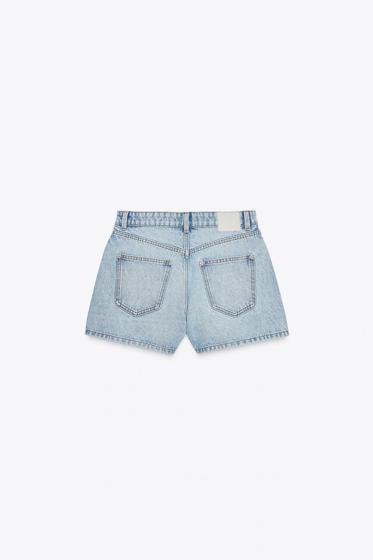 자라 연청 미드웨이스트 맘핏 데님 쇼츠 4083/233 LIGHT BLUE - 상세 이미지 5