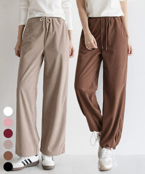 [애착팬츠No.9] 코듀로이 투웨이 밴딩 와이드 팬츠_264924 - 상품 이미지