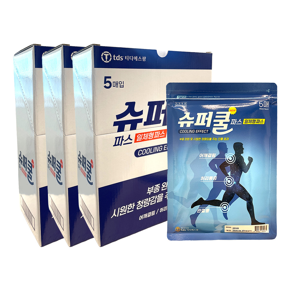 슈퍼 쿨파스 5매 X30개 붙이는파스 일체형파스 부종완화 청량감 어깨결림 허리통증 관절통 - 상품 이미지
