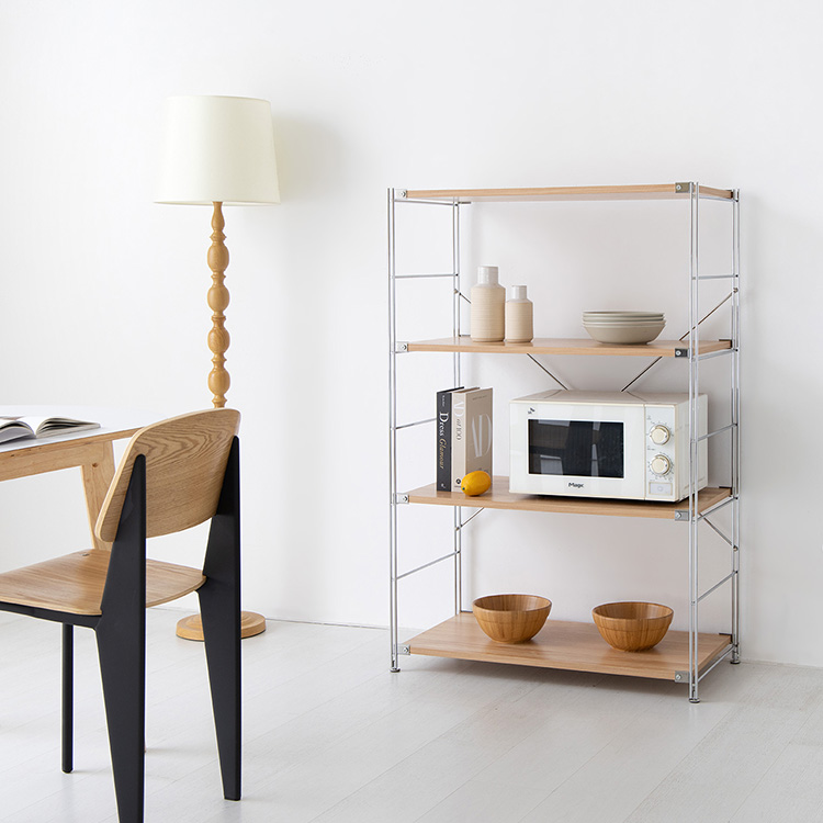 CHAKOC 선반 850 넓은 850x420x1200mm, 4단, 내추럴 0099.3614