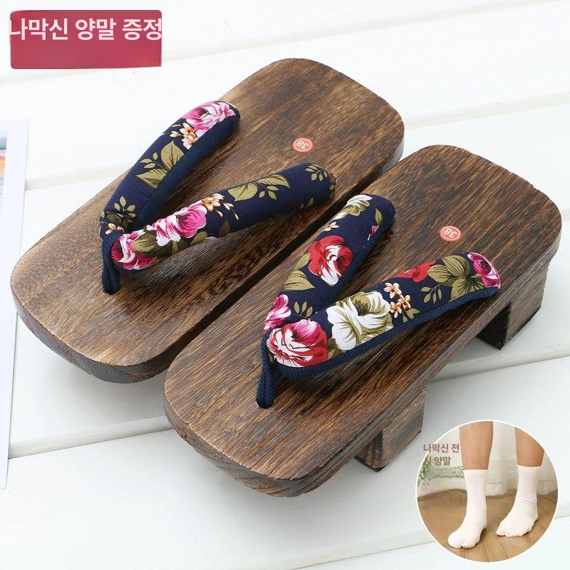 전통 일본 슈즈 고무신 코스프레 굽높은신발 통굽 코스튬 신대화검정 이빨2개 40 38-40 사이즈 적합 - 상세 이미지 5