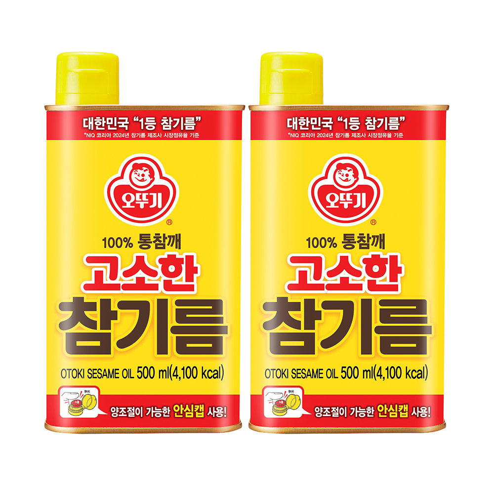오뚜기 고소한 참기름 캔 500ml, 2개