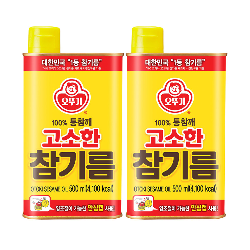오뚜기 고소한 참기름 캔 500ml, 2개 사진 1