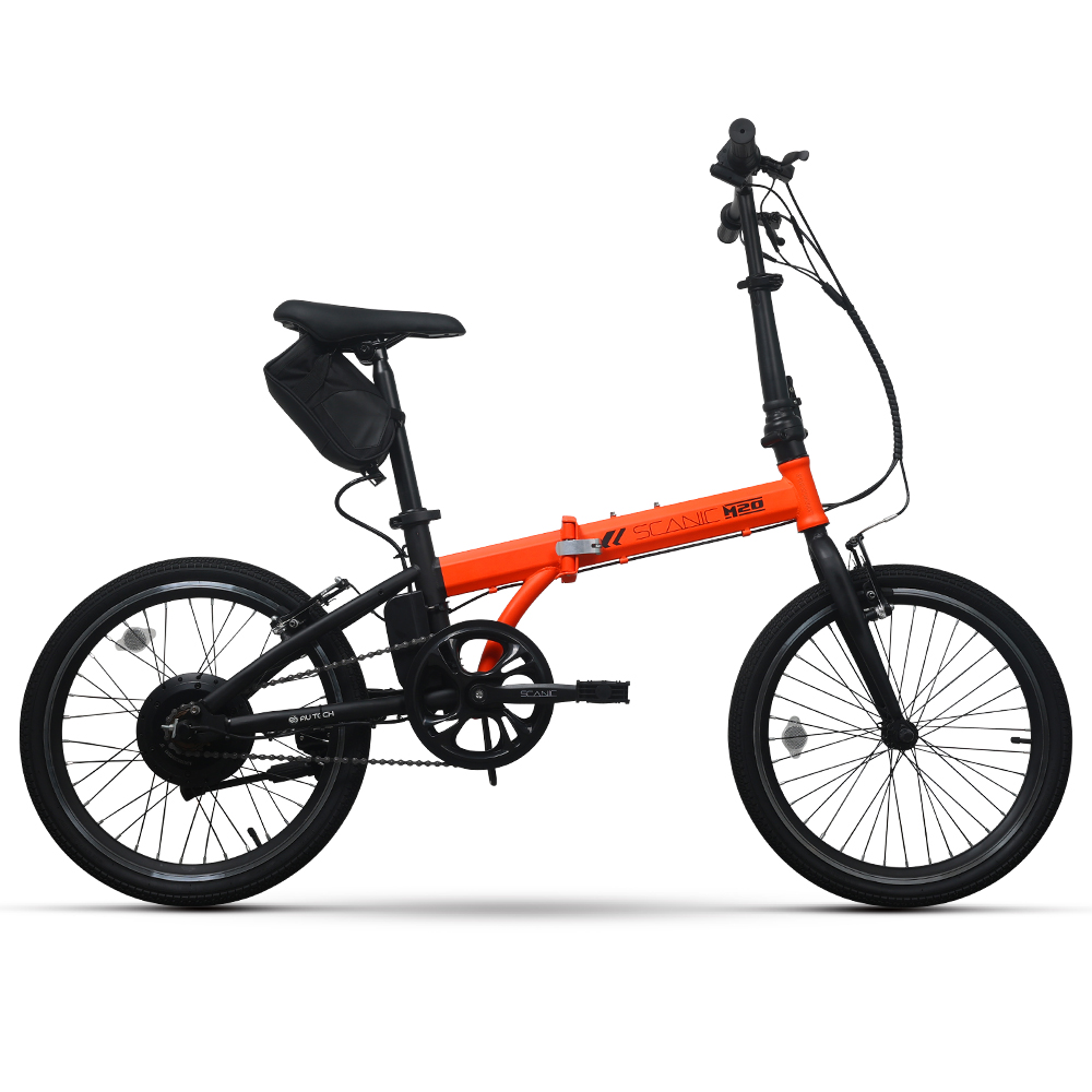 AU테크 스카닉 M20 접이식 미니벨로 출퇴근용 전동 전기 자전거 24V 5Ah, 오렌지, 50.8cm(20인치) - 상세 이미지 4