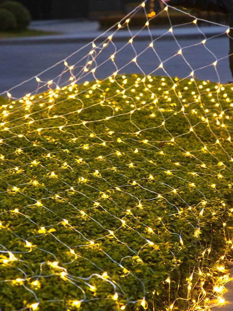 크리스마스 야외 그물 조명 태양광 LED   따뜻한 화이트 6x4m 672등 공사용 항상 - 상세 이미지 4