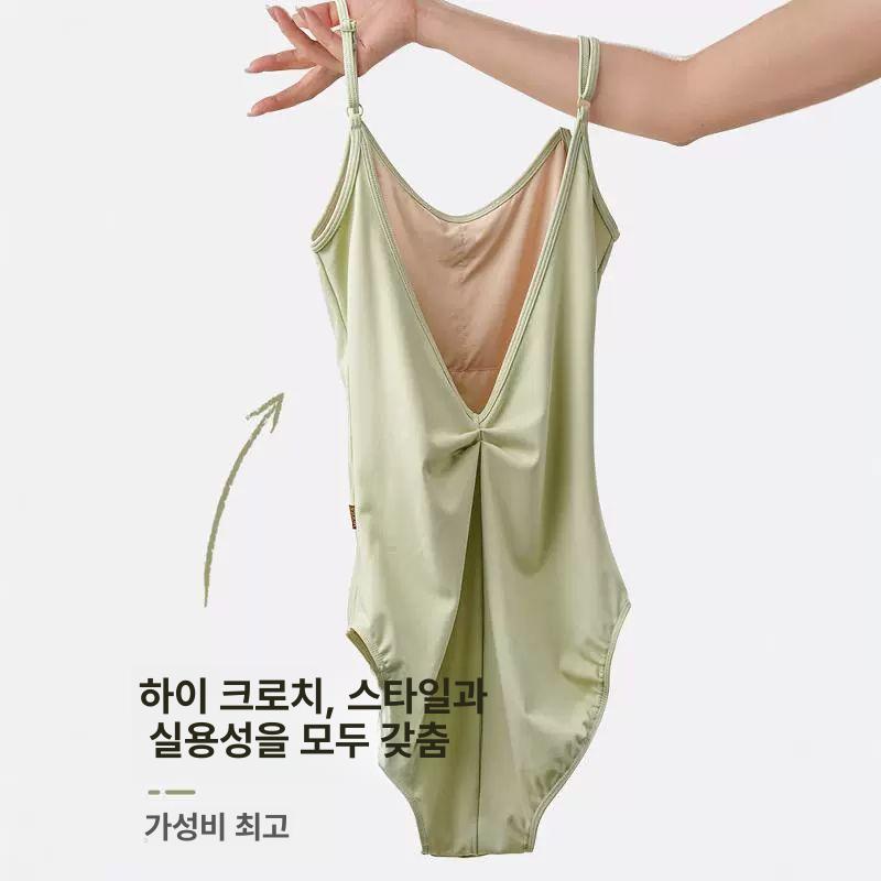 성인발레복 레오타드 발레 반팔 연습복 스트랩 지댄스 라이트퍼플 패드 포함 S - 상세 이미지 4
