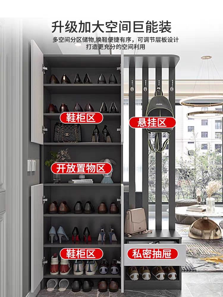현관 파티션 원룸 공간 선반 가벽 분리 신발장 70x35x200 흰색 + 회색 뼈대 조립식 - 상세 이미지 4