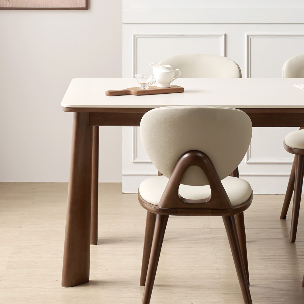 브로나 포세린 세라믹식탁 세트 원목 6인용 포쉐린 테이블 식탁+의자6, 1800mm, 월넛