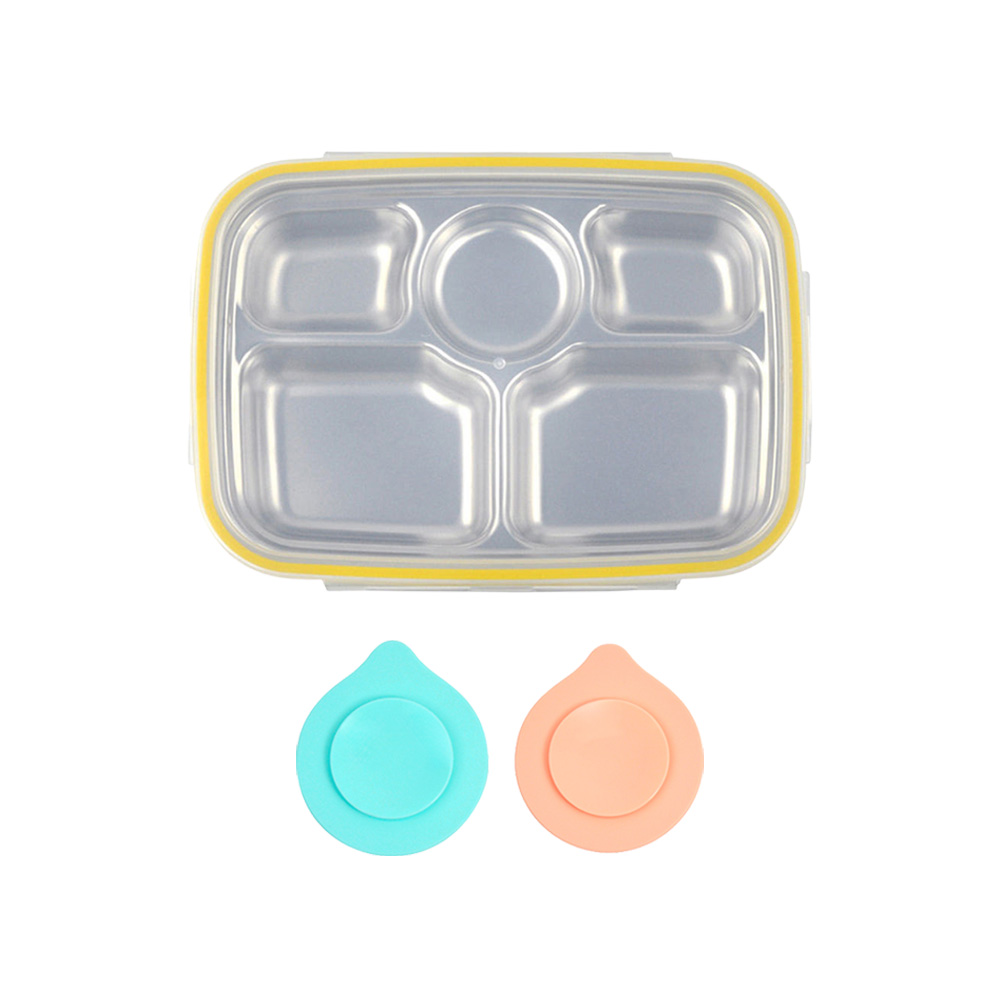 키친유 유아 304 스텐 5구 식판 도시락 흡착판 세트 뚜껑식판 이유식 식기 어린이집 준비물