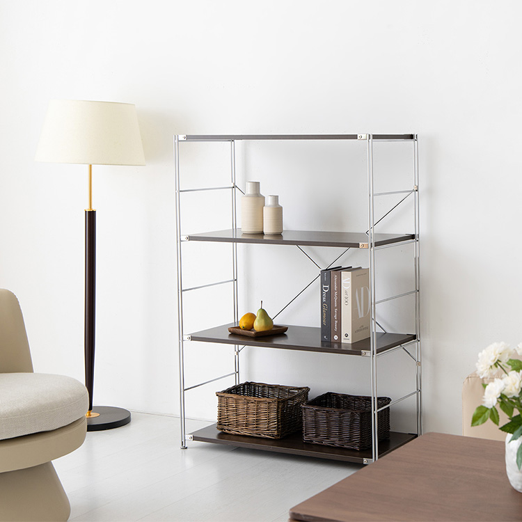 CHAKOC 선반 850 넓은 850x420x1200mm, 4단, 내추럴 0099.3614