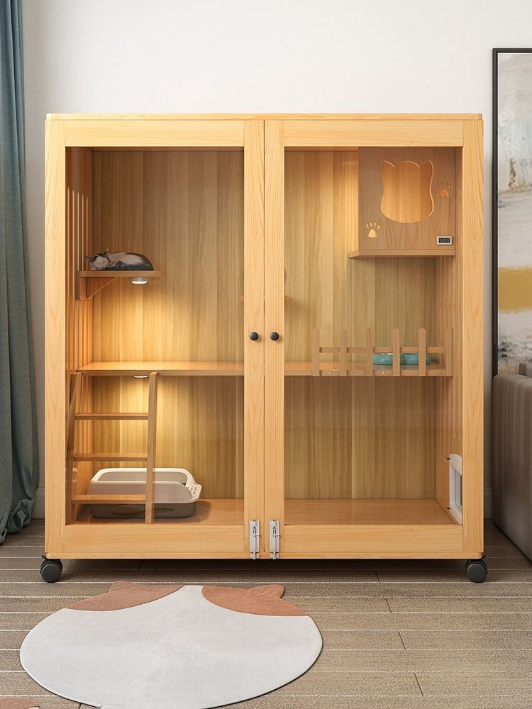 고양이빌라 하우스 호텔장 애견 초대형 캣케이지 실내 S-2 단독고양이빌라 150x90x60 원목 계단포함설치 - 상세 이미지 3