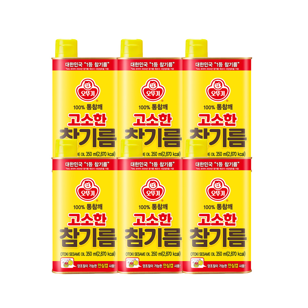 오뚜기 고소한 참기름 캔 350ml, 6개